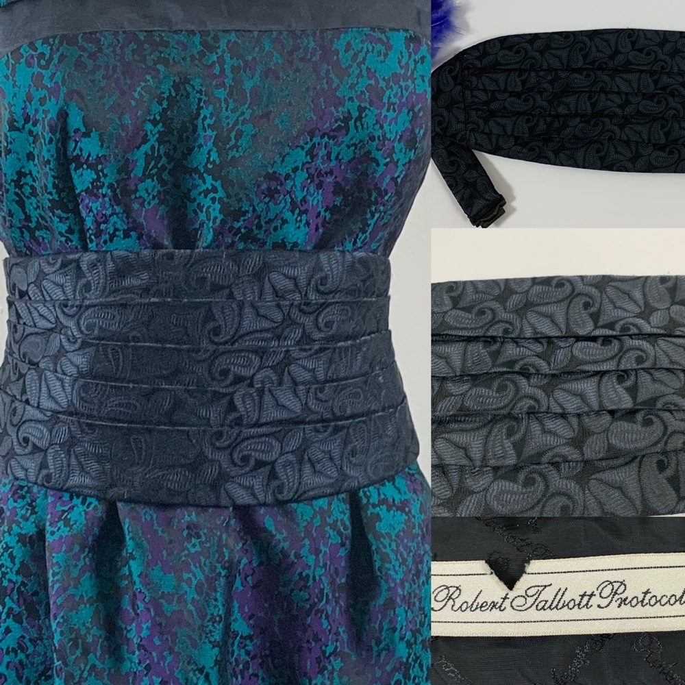 Robert Talbott Belt Black Silk Cumberbund Paisley - Picture 1 of 5